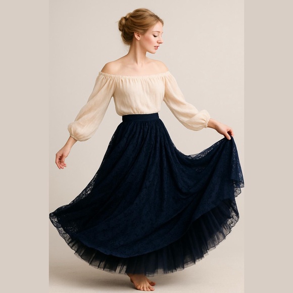 VTG CITY TRIANGLES NAVY FLORAL LACE MAXI SKIRT W LINING & TULLE PETTICOAT  SZ XL is available for purchase on au PAY Market - Imported Goods Online  Store Co.Ltd. | au PAY